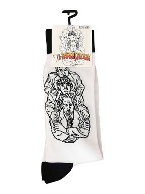 The Three Stooges Graphic Crew Socks - White & Black